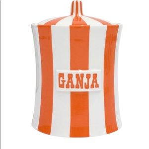 jonathan adler Ganja jar in orange/white stripe